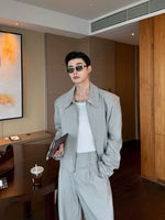 Minimalist Textured Suit Jacket and Pants Set 3