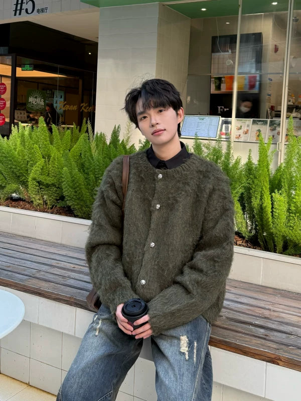 Mohair Button-Up Cardigan Sweater 3