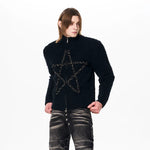 Mohair Zip Cardigan Sweater with Star 2
