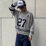 Number 27 V-Neck Knit Pullover Sweater 4