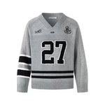 Number 27 V-Neck Knit Pullover Sweater 5