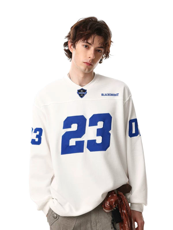 Number Print Long Sleeve Pullover Sweatshirt 2