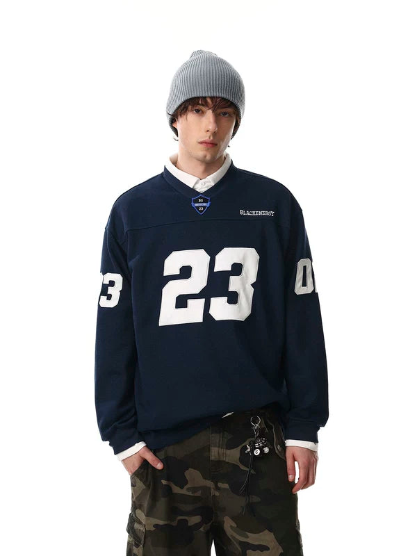 Number Print Long Sleeve Pullover Sweatshirt 4