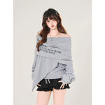 Off-Shoulder Asymmetrical Hem Pullover Sweatshirt 3
