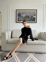 Off-Shoulder Batwing Crop Top Skirt Set 5