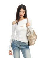 Off-Shoulder Cutout Floral Long Sleeve Top 2