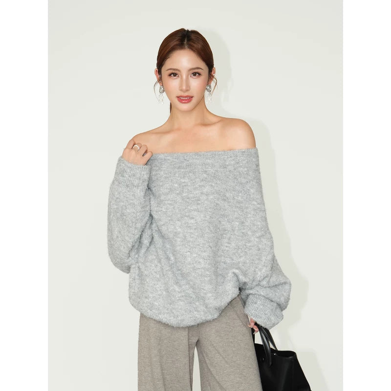 Off-Shoulder Fuzzy Pullover Sweater 5
