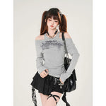 Off Shoulder Graphic Long Sleeve Pullover 2