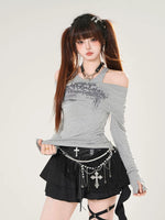 1627207:28334,6083682326421,1627207:28334,6083682326422,1627207:28334,6083682326423,6083682326421,6083682326422,6083682326423, Off Shoulder Graphic Long Sleeve Pullover