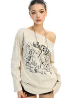 Off-Shoulder Graphic Long Sleeve Top 5