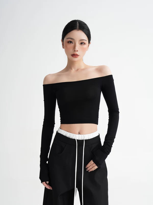 Off-Shoulder Long Sleeve Crop Top 3