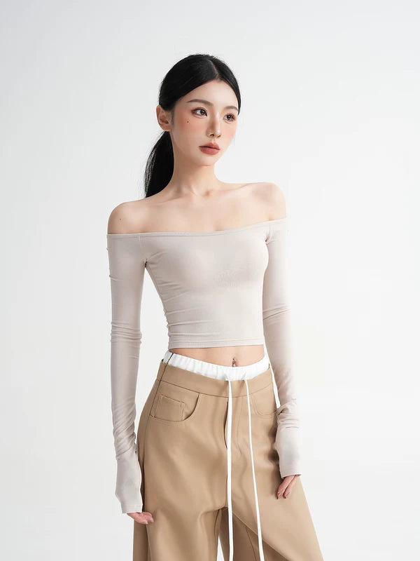 Off-Shoulder Long Sleeve Crop Top 4