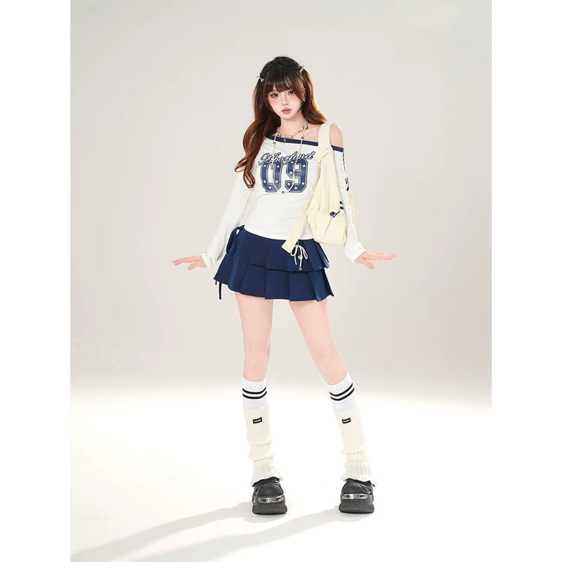 Off-Shoulder Long Sleeve Graphic Pullover Top 5