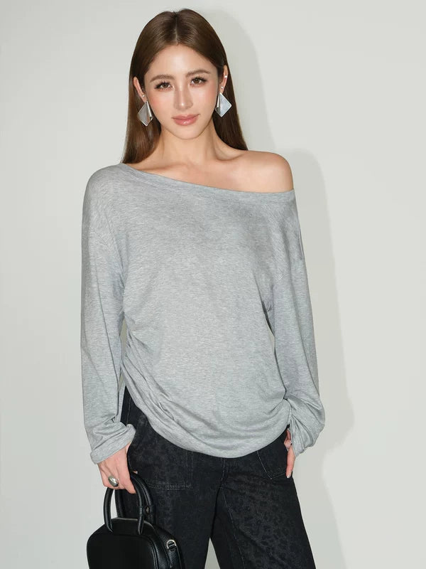 Off-Shoulder Long Sleeve Knit Top 2