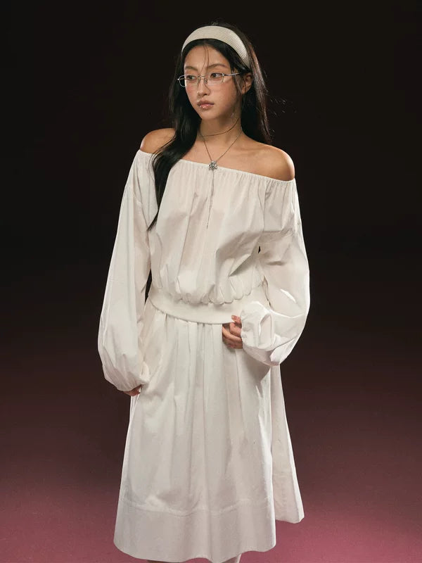 Off-Shoulder Long Sleeve Top and Skirt 2