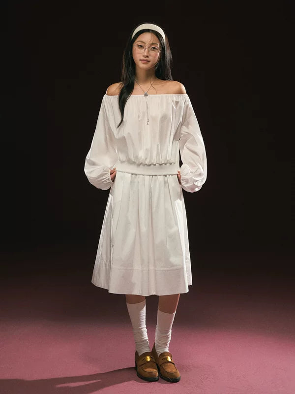 Off-Shoulder Long Sleeve Top and Skirt 5