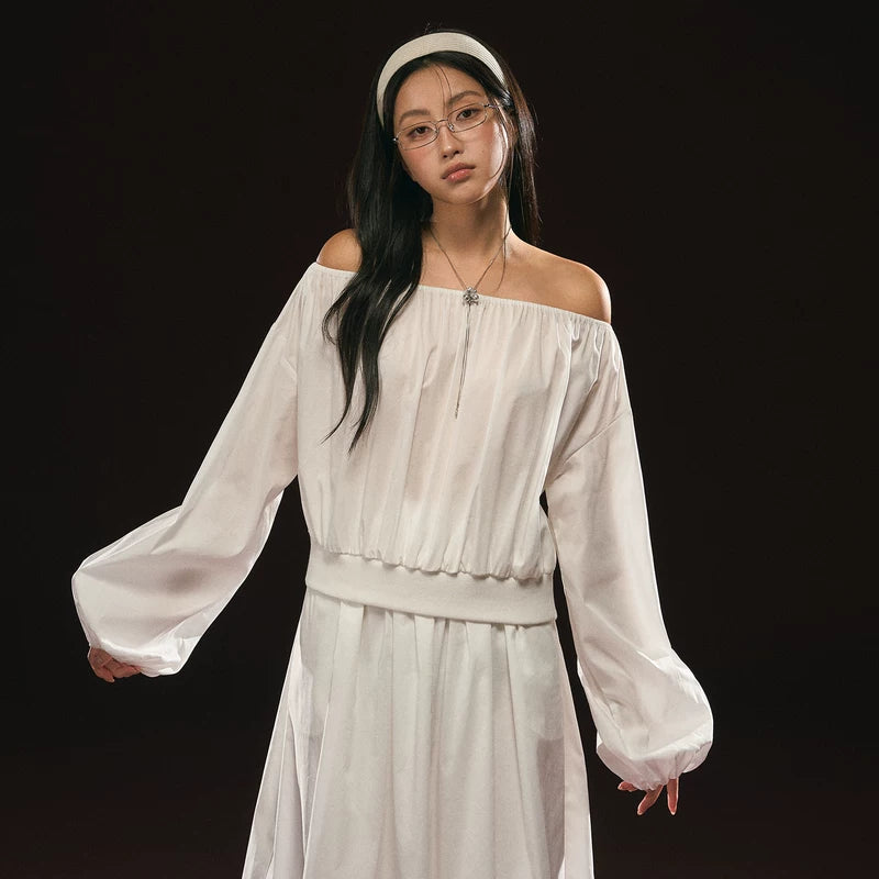 6200553739441,6200553739442,6200553739443,6200553739444, Off-Shoulder Long Sleeve Top and Skirt