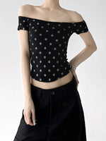 Off-Shoulder Slim Fit Floral Knit Top 4