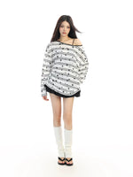 Off-Shoulder Star Print Long Sleeve Top 3