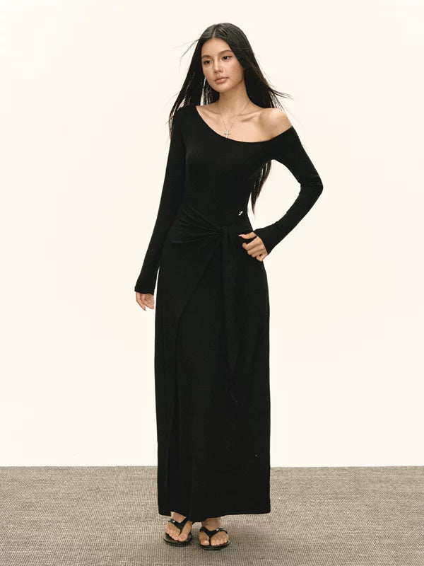 One Shoulder Long Sleeve Maxi Dress 4