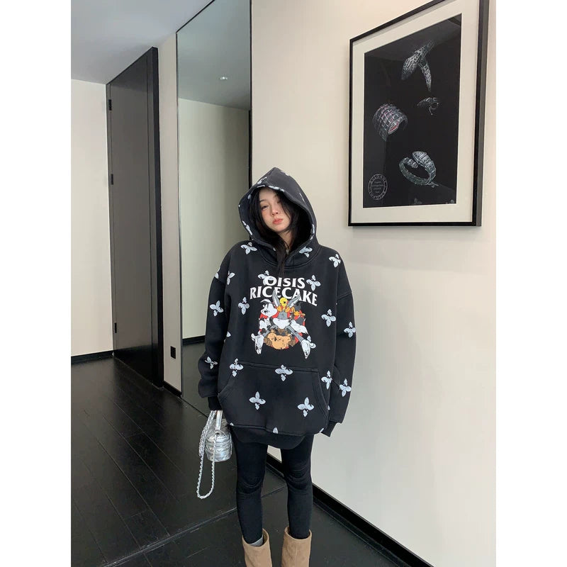 Oversized Cartoon Graphic Hooded Sweatshirt 2