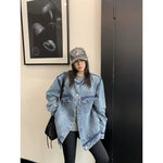 Oversized Distressed Washed Denim Jacket 5