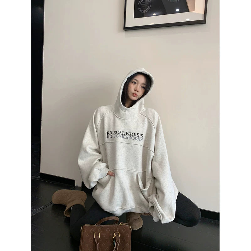 Oversized Embroidered Hooded Sweatshirt Pullover 5