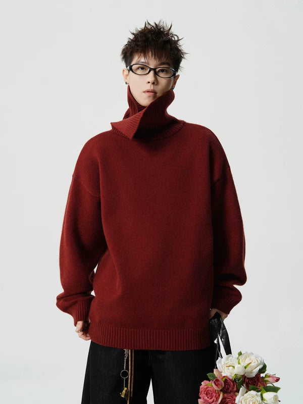 Oversized High Neck Knit Sweater 5