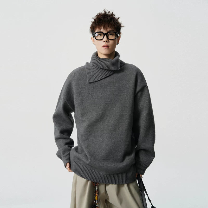 6157842310225,6157842310226,6157842310227,6157842310228,6157842310229,6157842310230,6157842310231, Oversized High Neck Knit Sweater