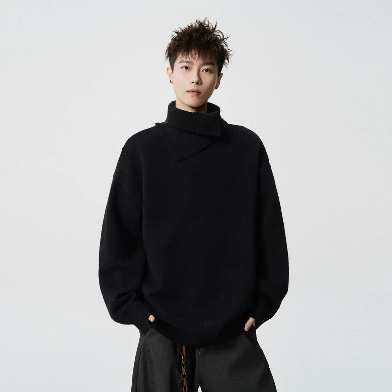 6157842310232,6157842310233,6157842310234,6157842310235,6157842310236,6157842310237,6157842310238, Oversized High Neck Knit Sweater