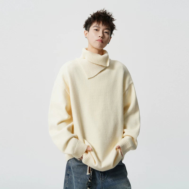 6157842310246,6157842310247,6157842310248,6157842310249,6157842310250,6157842310251,6157842310252, Oversized High Neck Knit Sweater