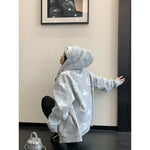 Oversized Hooded Zip Jacket with Embroidery 2