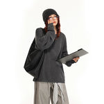 Oversized Knit Henley Long Sleeve Sweatshirt 3