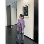 Oversized Plaid Button Down Shirt With Tie 4