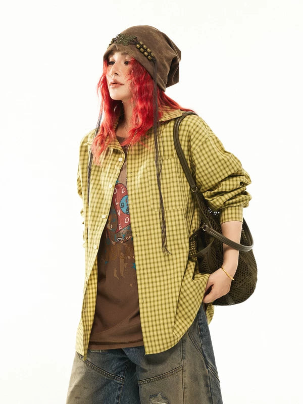 Oversized Plaid Long-Sleeve Shirt Jacket 2