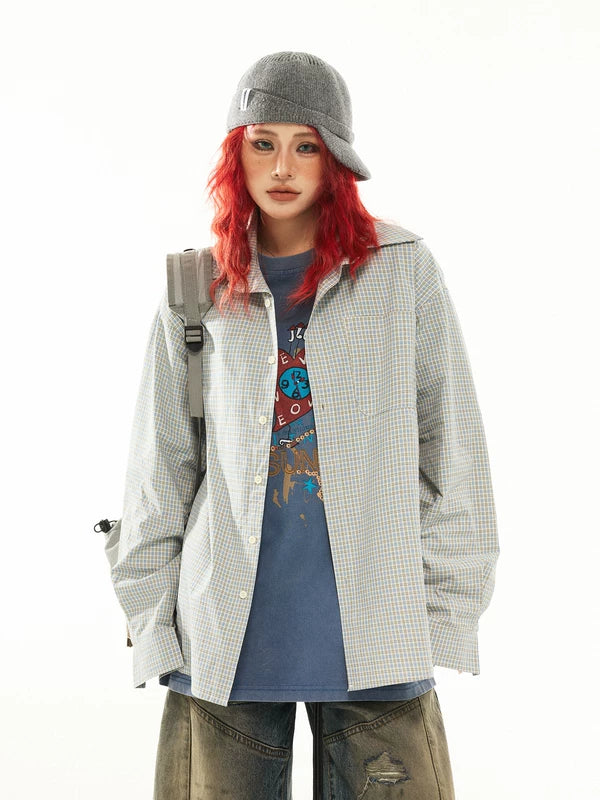 Oversized Plaid Long-Sleeve Shirt Jacket 5