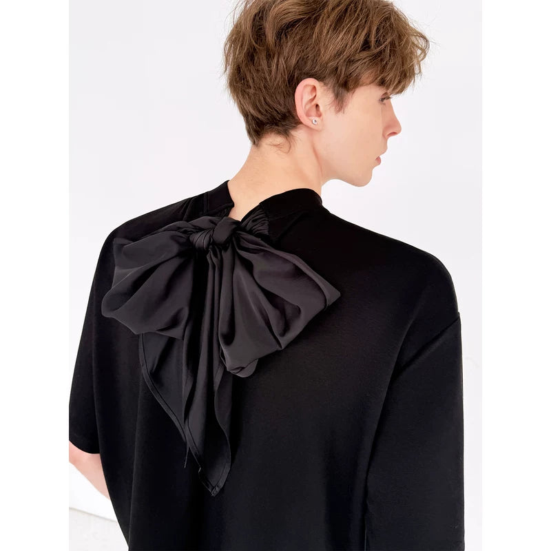 Oversized Short-Sleeve T-Shirt with Back Bow 2