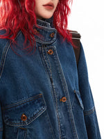 Oversized Stand Collar Workwear Denim Jacket 5