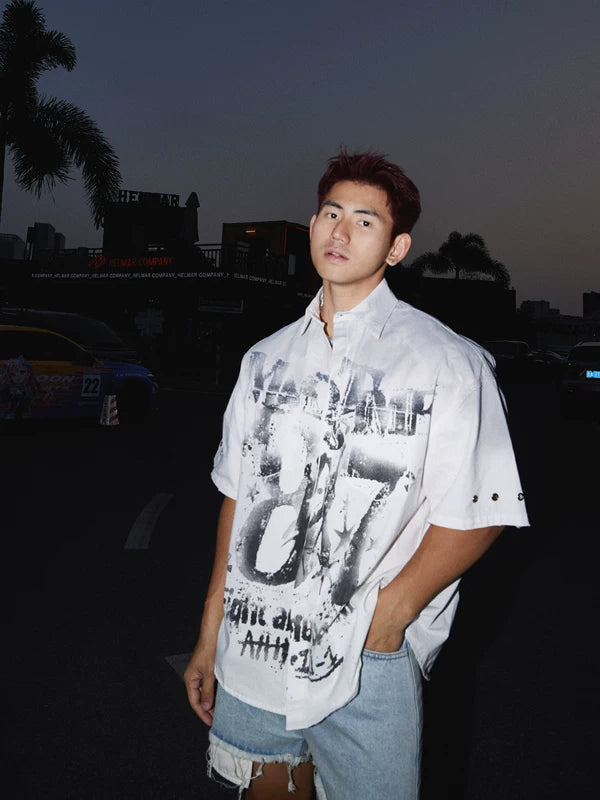 Oversized Street Style Graphic Short-Sleeve Shirt 1