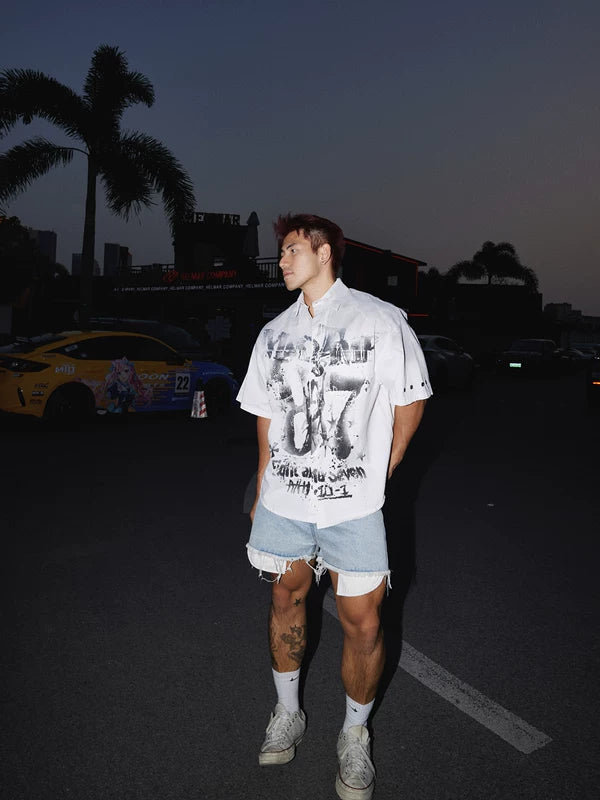 Oversized Street Style Graphic Short-Sleeve Shirt 2
