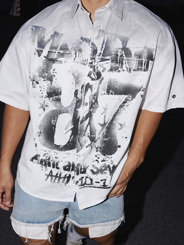 Oversized Street Style Graphic Short-Sleeve Shirt 3