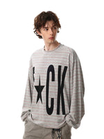 Oversized Striped Graphic Long-Sleeve Pullover 4