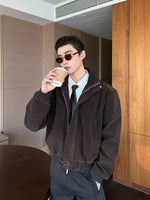 Oversized Textured Zip-Up Lapel Jacket 3