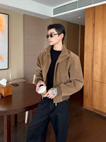 Oversized Textured Zip-Up Lapel Jacket 4