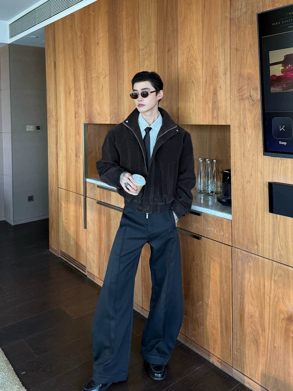 Oversized Textured Zip-Up Lapel Jacket 5