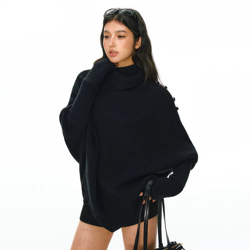 Oversized Turtleneck Knit Pullover Sweatshirt 2