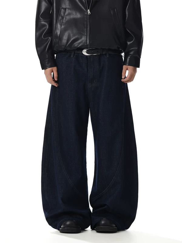 Oversized Wide-Leg Curved Jeans Pants 2