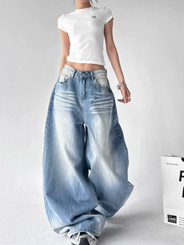 Oversized Wide Leg Floor Length Jeans Pants 3