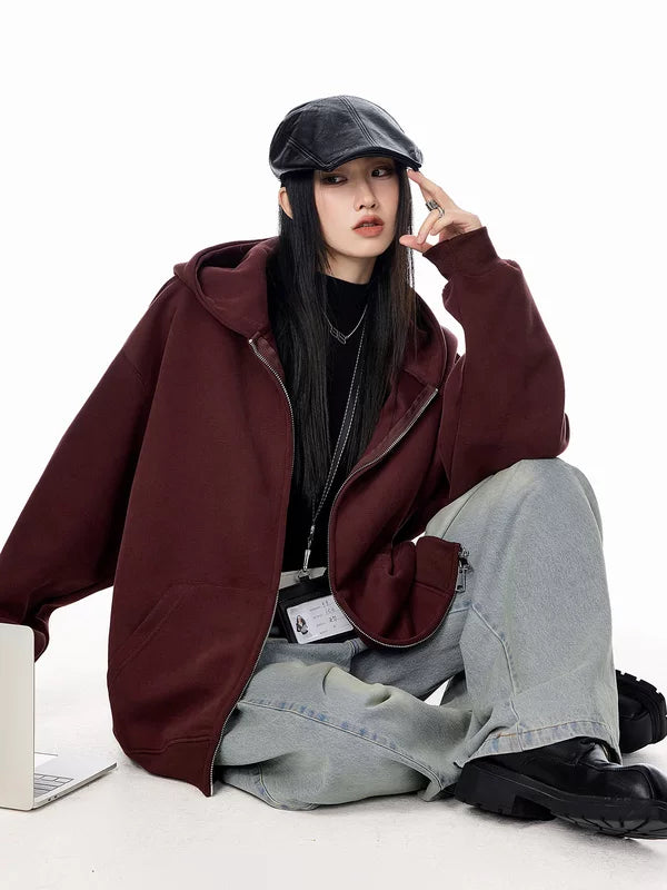 Oversized Zip-Up Fleece Hoodie Jacket 2