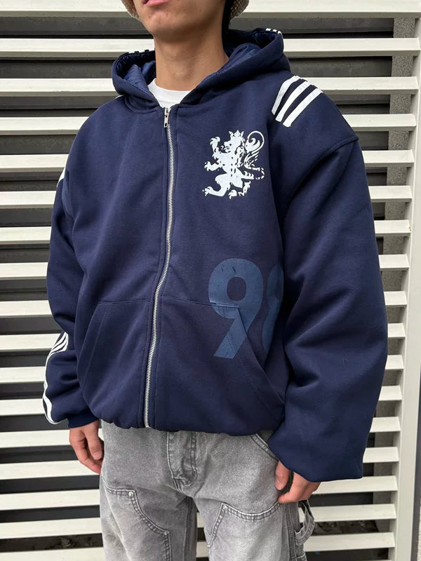 Oversized Zip-Up Hooded Sweatshirt Jacket 5